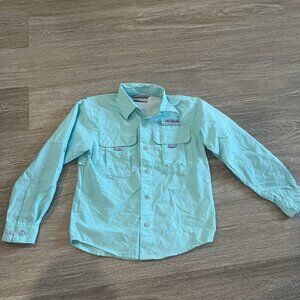 Columbia PFG Omni-Shade Youth XS 6-7 Teal Long Sleeve Vented Fishing Shirt